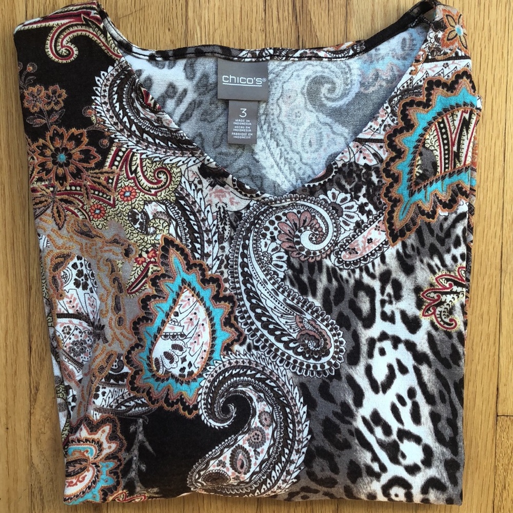 Chico’s new long sleeve, super soft, flattering fit v-neck shirt.